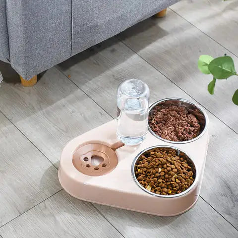 3-in-1 Pet Food Bowl with Drinking Feeder