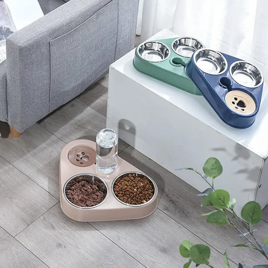 3-in-1 Pet Food Bowl with Drinking Feeder